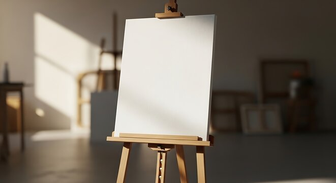 A plain white canvas on an easel