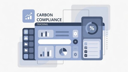 Fototapeta premium Carbon Compliance: Tracking software inside corporate sustainability hub 