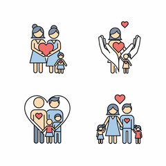 Naklejka premium Family Love Icons