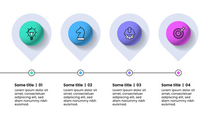 Infographics template. Line with pointers and 4 steps
