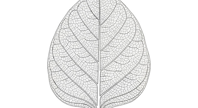 A delicate, translucent skeleton leaf with intricate vein patterns against a white background.