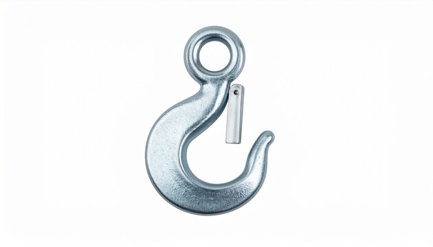 Heavy-Duty Silver Steel Clevis Sling Hook with Safety Latch Isolated on a White Background