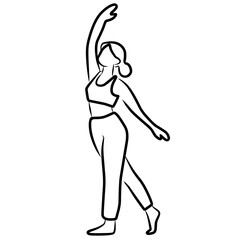 Side Stretch Pose in Hand Drawn Line Style for Fitness