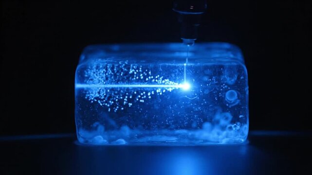 Abstract Laser Path Cutting Through Clear Hydrogel for Targeted Therapy
