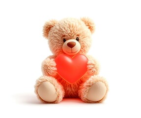A teddy bear holding a red heart