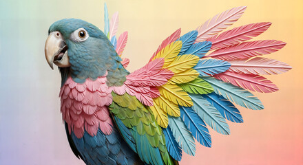 Obraz premium Cute colorful parrot with pastel feathers, whimsical bird portrait