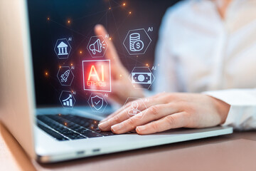 Fototapeta premium Working on ethical considerations in artificial intelligence in a modern office setting