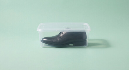 Black Shoe Container Storage Plastic Green Leather Footwear Minimalist Organization Dress Shoe Derby Transparent Box