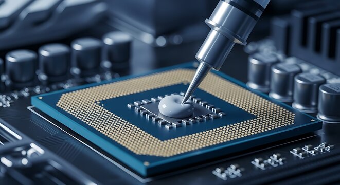Applying Thermal Paste to a Computer Processor motherboard