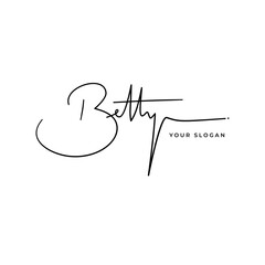 Betty name signature logo vector design
