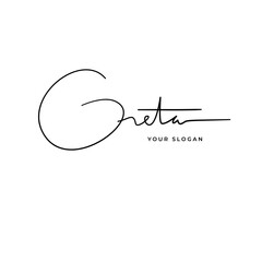 Greta name signature logo vector design