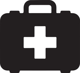 Medical Kit Icon in silhouette on white background.