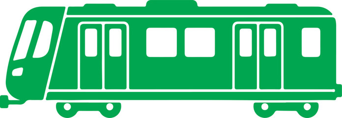  Metro Train Icon in silhouette on white background