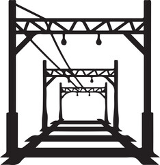 Overhead Electric Line Icon in silhouette on white background.