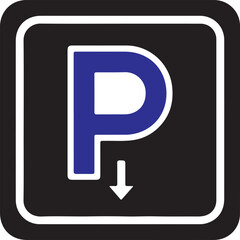 Parking Icon in silhouette on white background.
