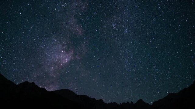 Delta Aquarids Meteor Shower and Milky Way Galaxy 50mm Southwest West Sky Above Mt Whitney Peaks Purple Sierra Nevada California USA