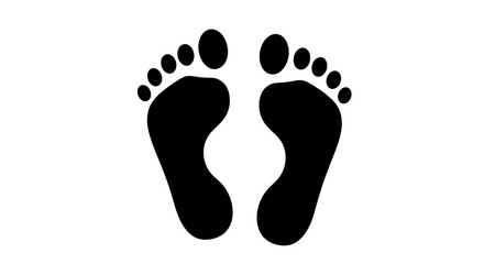 Footprints vector illustration, two black footprints icon, graphic design