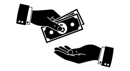 Money transfer vector illustration, cash payment hands exchanging currency, finance concept