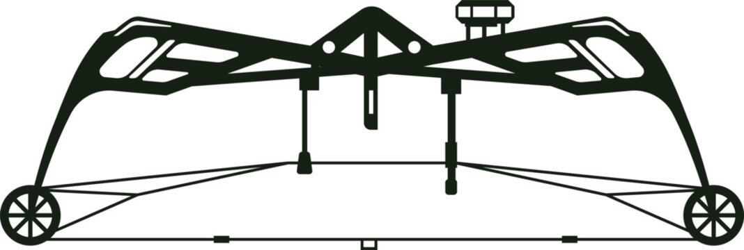 Compound bow flat black vector illustration