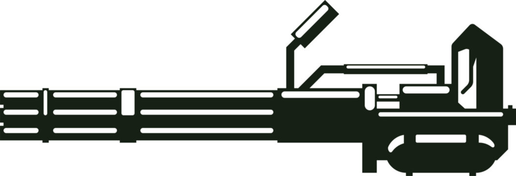 Heavy minigun weapon system vector illustration