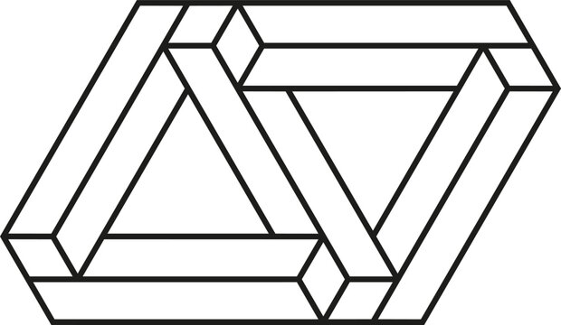 Impossible object illustrating paradox and optical illusion concept