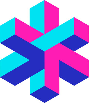 Abstract interlocking isometric shape concept background
