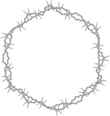 Fototapeta premium Barbed wire forming a hexagonal frame border