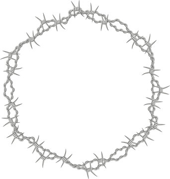 Barbed wire forming a hexagonal frame border