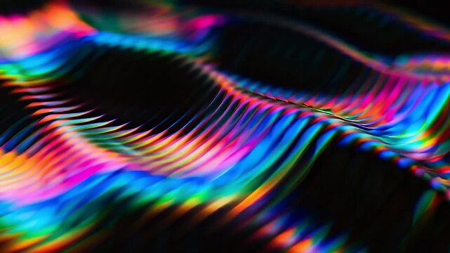 Holographic rainbow wave light abstract.