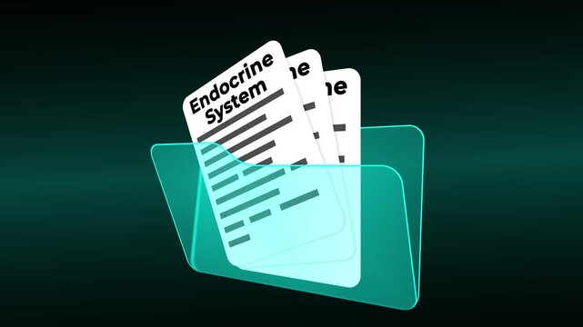 Endocrine System Medical Research Folder, Hormonal Glands Patient Records and Comprehensive Body Regulation Analysis, Clinical Documentation in Blue Case