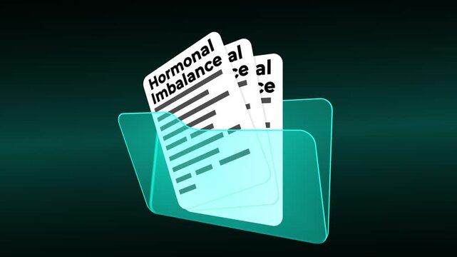 Hormonal Imbalance Medical Research Folder, Endocrine Disorder Patient Records and Symptom Analysis History, Clinical Documentation in Blue Case