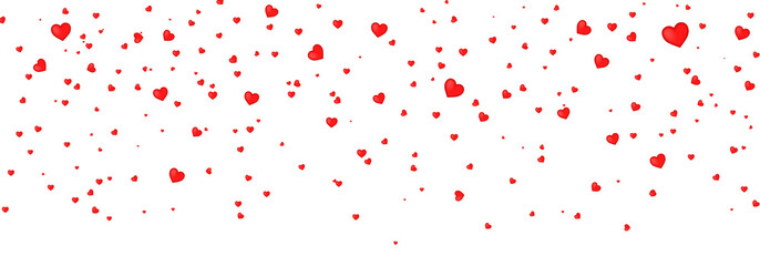 Fototapeta premium Valentine’s Day background with colorful hearts, confetti and festive clouds.