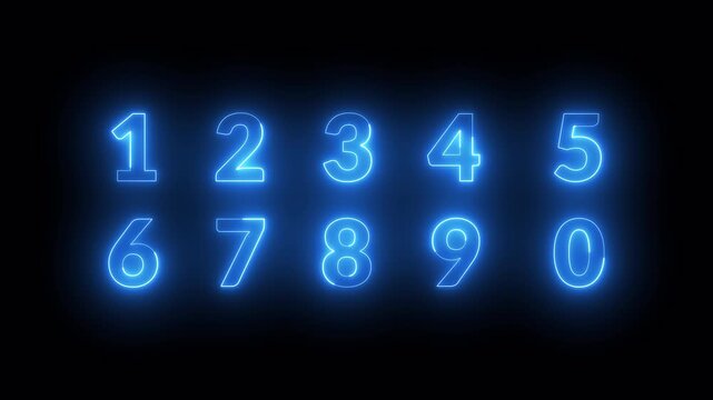 counting animation from 0 to 9 on transparent background, number counting animation vedio with alpha channel in 4k ,Typography for Kids, Numeric Digits 1&ndash;10 Animation in 4K. 