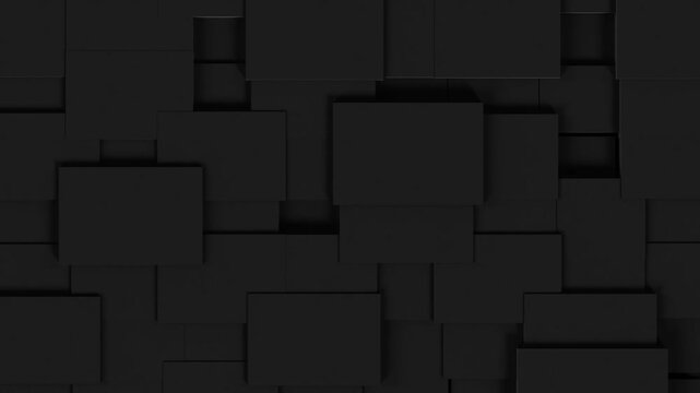 Abstract black geometric cubes background. Modern dark technology or carbon texture loop.