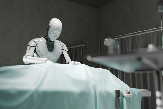 3D humanoid robot operating in realistic surgery room