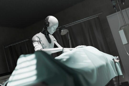 3D robot in surgical environment performing precise task