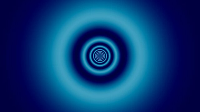 Abstract blue tunnel of concentric circles creating a hypnotic vortex and infinite wormhole effect