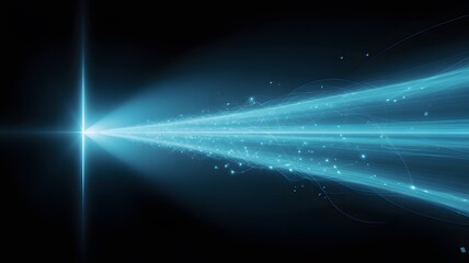 Dynamic blue light stream of digital data transfer or energy flow across a dark abstract background representing speed and technology