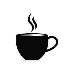 Hot Coffee Cup Silhouette Icon for Cafes.