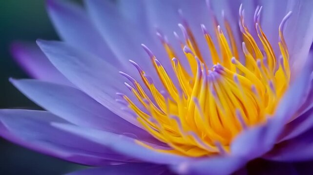 Close-up shot of a vibrant flower's inner detail, with petals and central stamen highlighted