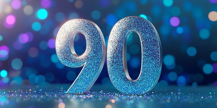 Celebratory Ninety Stunning Sparkling Background for a Special Birthday or Anniversary