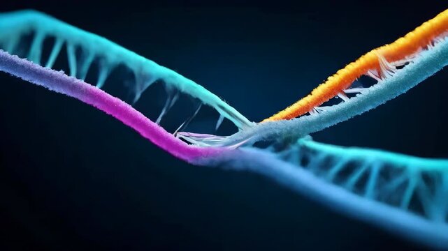 Rotating DNA molecule colorful double helix scientific animation