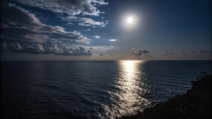 Obraz premium Moon way dark night sea - 6