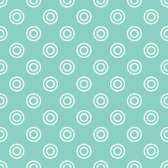 Seamless vector geometric pattern with white circles on a turquoise background