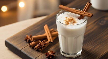 Cozy Horchata Drink with Cinnamon and Star Anise.