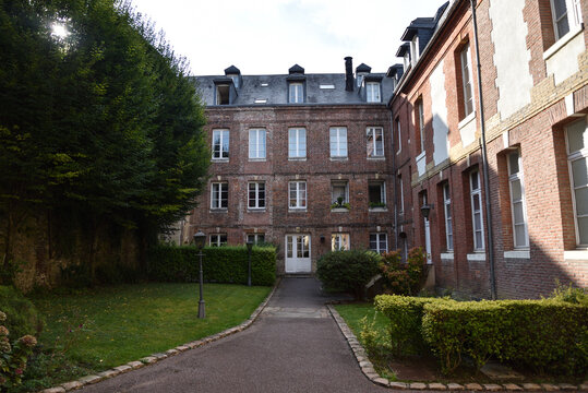 Courtyard of a Historic Building in Honfleur, Normandy, France