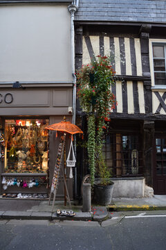 Historic Buildings in the City Center of Honfleur, Normandy, France