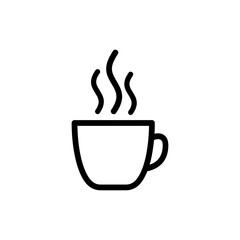 Hot Beverage Icon in Black and White Outline Style