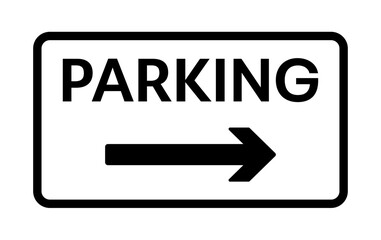 Parking sign and right direction arrow icon