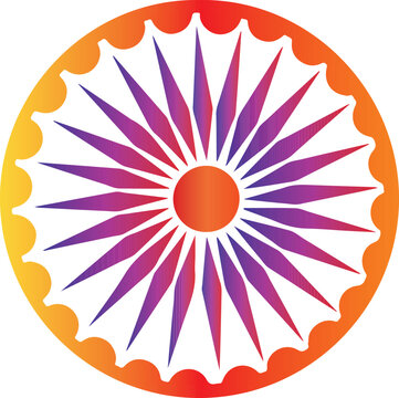Colorful Ashoka  indin nationls Chakra Wheel Vector Illustration
